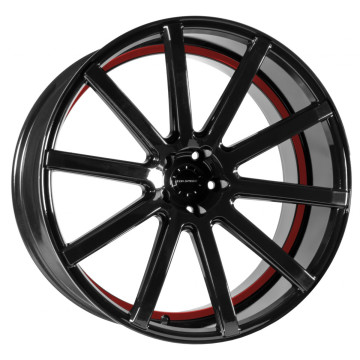 9.5x22 ET25 - LK5/112 ML73.1 Corspeed Deville higloss-black / Undercut Color Trim rot