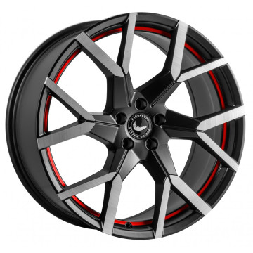 8.5x19 ET38 - LK5/112 ML73.1 Barracuda Tzunamee EVO dark gunmetal brushed undercut trimline red