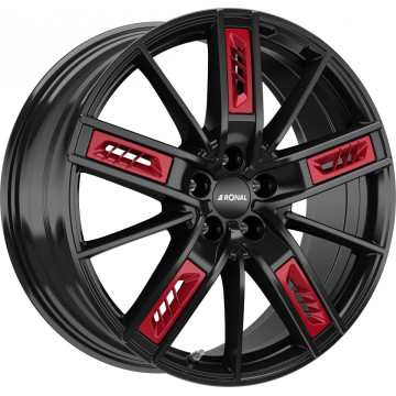 8x19 ET45 - LK5/114.3 ML82 Ronal R67 Red Left jetblack