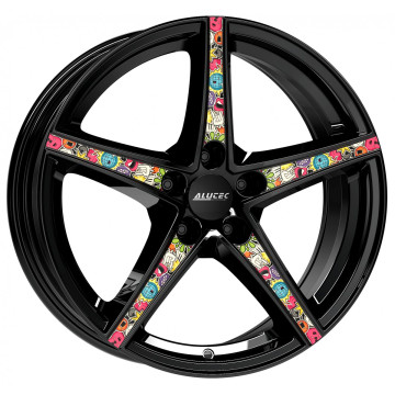8x18 ET45 - LK5/114.3 ML70.1 Alutec Raptr diamant-schwarz mit Stickerbomb