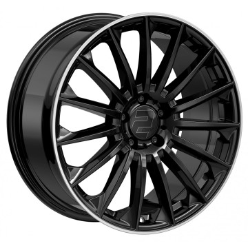 8.5x19 ET45 - LK5/112 ML66.6 2DRV WH39 schwarz glänzend lackiert mit hochglanzpoliertem Felgenbett