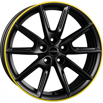8x19 ET50 - LK5/112 ML66.5 Borbet LX19 black matt rim yellow