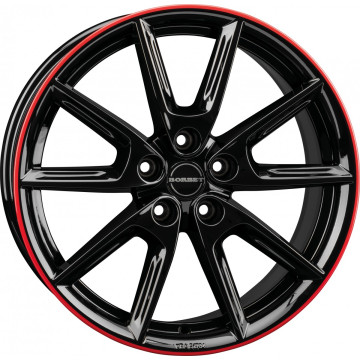 8x19 ET50 - LK5/114.3 ML72.5 Borbet LX19 black glossy red ring