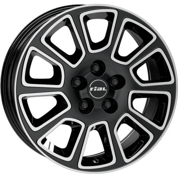 7x17 ET45 - LK5/114.3 ML66.1 Rial Transporter 2 diamant-schwarz frontpoliert