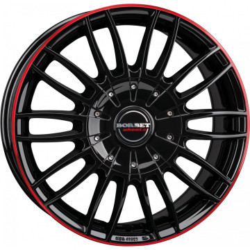 7.5x18 ET45 - LK5/127 ML71.6 Borbet CW3 black glossy red ring