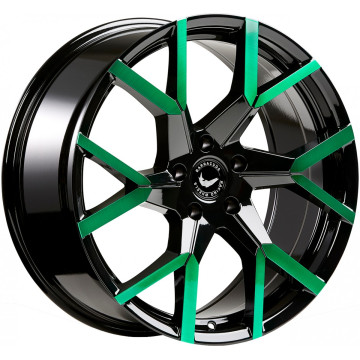 8.5x19 ET43 - LK5/112 ML73.1 Barracuda Tzunamee EVO black gloss flashgreen