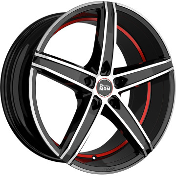 8.5x19 ET45 - LK5/112 ML66.6 MAM OX-18 black front polish red inside