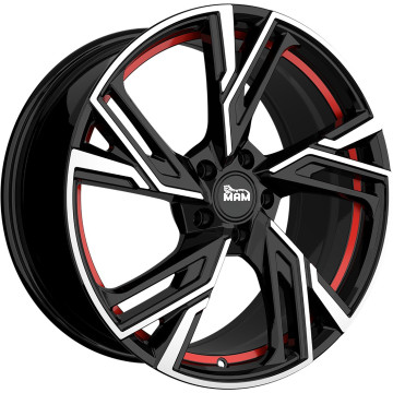 6.5x16 ET37 - LK4/108 ML63.4 MAM RS5 black front polish red inside