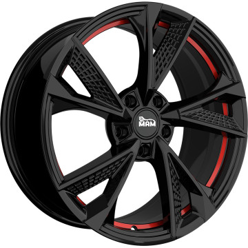 7.5x17 ET35 - LK5/120 ML72.6 MAM RS6 black painted red inside