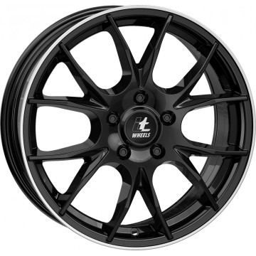 7.5x17 ET50 - LK5/112 ML57.1 itWheels Kira gloss black polished lip