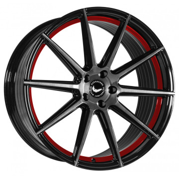 9.5x22 ET27 - LK5/112 ML73.1 Barracuda Project 2.0 higloss-black brushed surface / Undercut Colour Trim rot