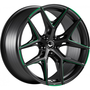 10x20 ET20 - LK5/112 ML73.1 Barracuda Razzer mattblack green PureSports gefräst