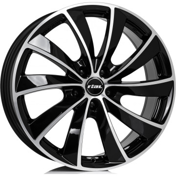 7.5x16 ET48 - LK5/114.3 ML70.1 Rial Lugano diamant-schwarz frontpoliert