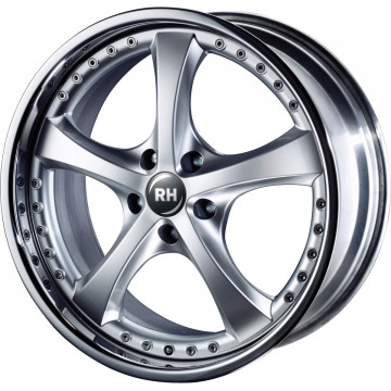 9.5x18 ET49 - LK5/112 ML158 RH Alurad RAU Vesuv silber mit Edelstahlhorn