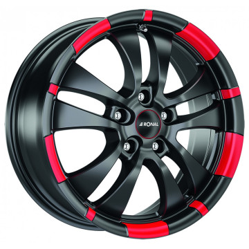 7.5x18 ET50 - LK5/112 ML76 Ronal R59 jetblack matt-red rim
