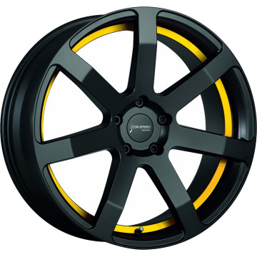8.5x19 ET40 - LK5/114.3 ML73.1 Corspeed Challenge mattblack PureSports / Undercut Color Trim gelb