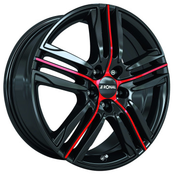 7.5x19 ET55 - LK5/112 ML66.5 Ronal R57 jetblack-red spoke