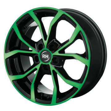 8x18 ET45 - LK5/108 ML72.6 RH Alurad DF Energy color polished - green