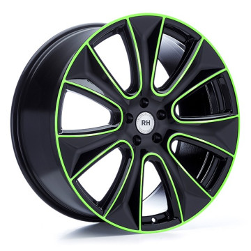 10x22 ET40 - LK5/120 ML74.1 RH Alurad NAJ II color polished - green
