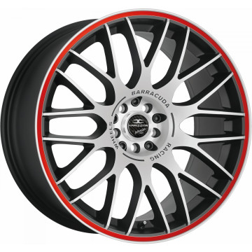 8x18 ET13 - LK4/100 ML73.1 Barracuda Karizzma mattblack-polished / Color Trim rot - DS25