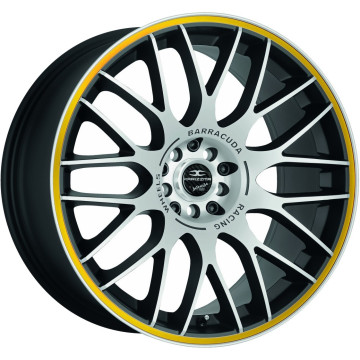 8x18 ET13 - LK4/100 ML73.1 Barracuda Karizzma mattblack-polished / Color Trim gelb - DS25