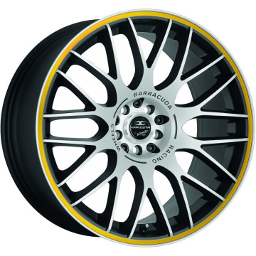 8x18 ET8 - LK4/100 ML73.1 Barracuda Karizzma mattblack-polished / Color Trim gelb - DS30