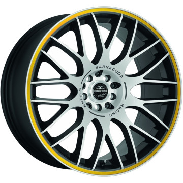 8x18 ET27 - LK5/100 ML73.1 Barracuda Karizzma mattblack-polished / Color Trim gelb - DS5