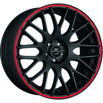 8.5x19 ET27 - LK5/100 ML73.1 Barracuda Karizzma mattblack PureSports / Color Trim rot - DS5
