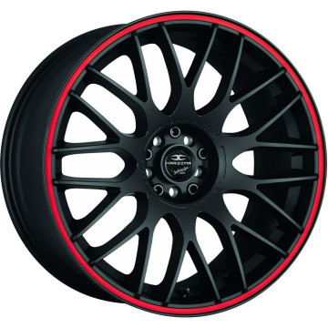 8.5x19 ET23 - LK5/110 ML72.6 Barracuda Karizzma mattblack PureSports / Color Trim rot - DS15