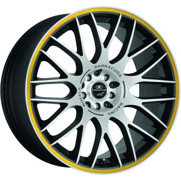 8.5x19 ET23 - LK5/110 ML72.6 Barracuda Karizzma mattblack-polished / Color Trim gelb - DS15