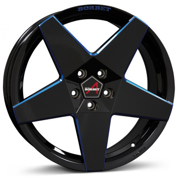 8x17 ET45 - LK5/112 ML66.5 Borbet A black blue glossy