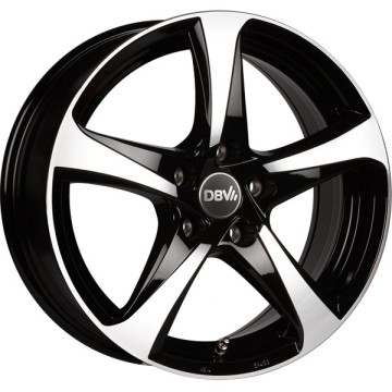 6x15 ET43 - LK5/114.3 ML74.1 DBV 5SP 001 schwarz glänzend front poliert