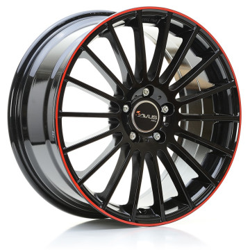 8x19 ET35 - LK5/112 ML66.6 Avus Racing AC-M03 black red line