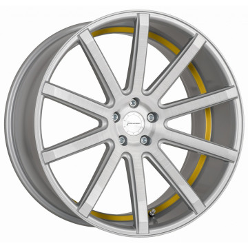 10.5x20 ET25 - LK5/112 ML73.1 Corspeed Deville silver-brushed-surface / Undercut Color Trim gelb - DS15