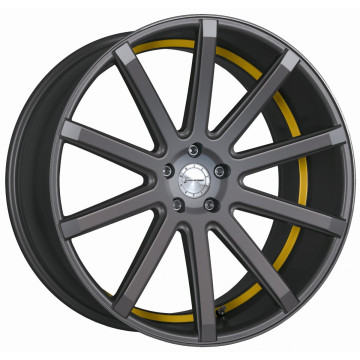 9x20 ET25 - LK5/112 ML73.1 Corspeed Deville gunmetal / Undercut Color Trim gelb - DS15