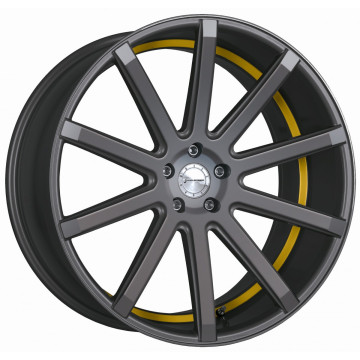 10.5x21 ET40 - LK5/114.3 ML73.1 Corspeed Deville gunmetal / Undercut Color Trim gelb