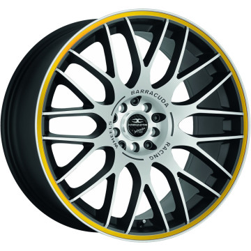 8x18 ET35 - LK5/120 ML72.6 Barracuda Karizzma mattblack-polished / Color Trim gelb