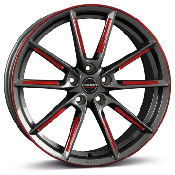 8x19 ET50 - LK5/112 ML57.1 Borbet LX graphite spoke rim red polished