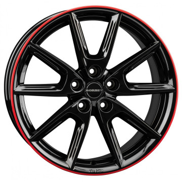 8x18 ET40 - LK5/114.3 ML72.5 Borbet LX18 black glossy rim red