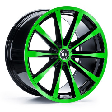 10.5x21 ET56 - LK5/114.3 ML72.6 RH Alurad GT color polished - green