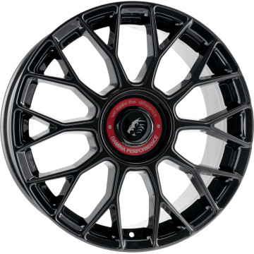 8x18 ET35 - LK5/112 ML72.6 Damina Performance DM10 black - Inlay red