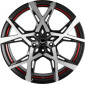 10x22 ET40 - LK5/108 ML73.1 Barracuda Project X black brushed surface undercut trimline red
