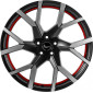 8.5x19 ET35 - LK5/114.3 ML73.1 Barracuda Tzunamee EVO dark gunmetal brushed undercut trimline red