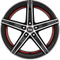 8.5x19 ET35 - LK5/120 ML72.6 MAM OX-18 black front polish red inside