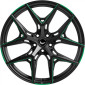 10.5x21 ET38 - LK5/114.3 ML73.1 Barracuda Razzer mattblack green PureSports gefräst