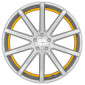9x20 ET40 - LK5/112 ML73.1 Corspeed Deville silver-brushed-surface / Undercut Color Trim gelb