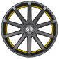 10.5x20 ET15 - LK5/112 ML73.1 Corspeed Deville gunmetal / Undercut Color Trim gelb